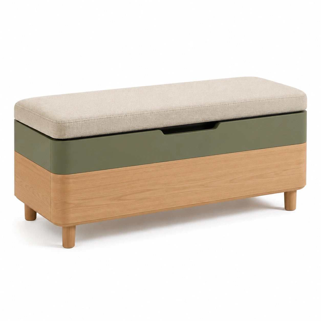 Banco de almacenamiento de poliéster y madera de roble 120x40x45 cm