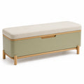 Banco de Almacenaje de Madera y Cojín Beige
