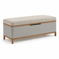 Banco de almacenamiento de madera y tela 100x40x45 cm Beige/Gris