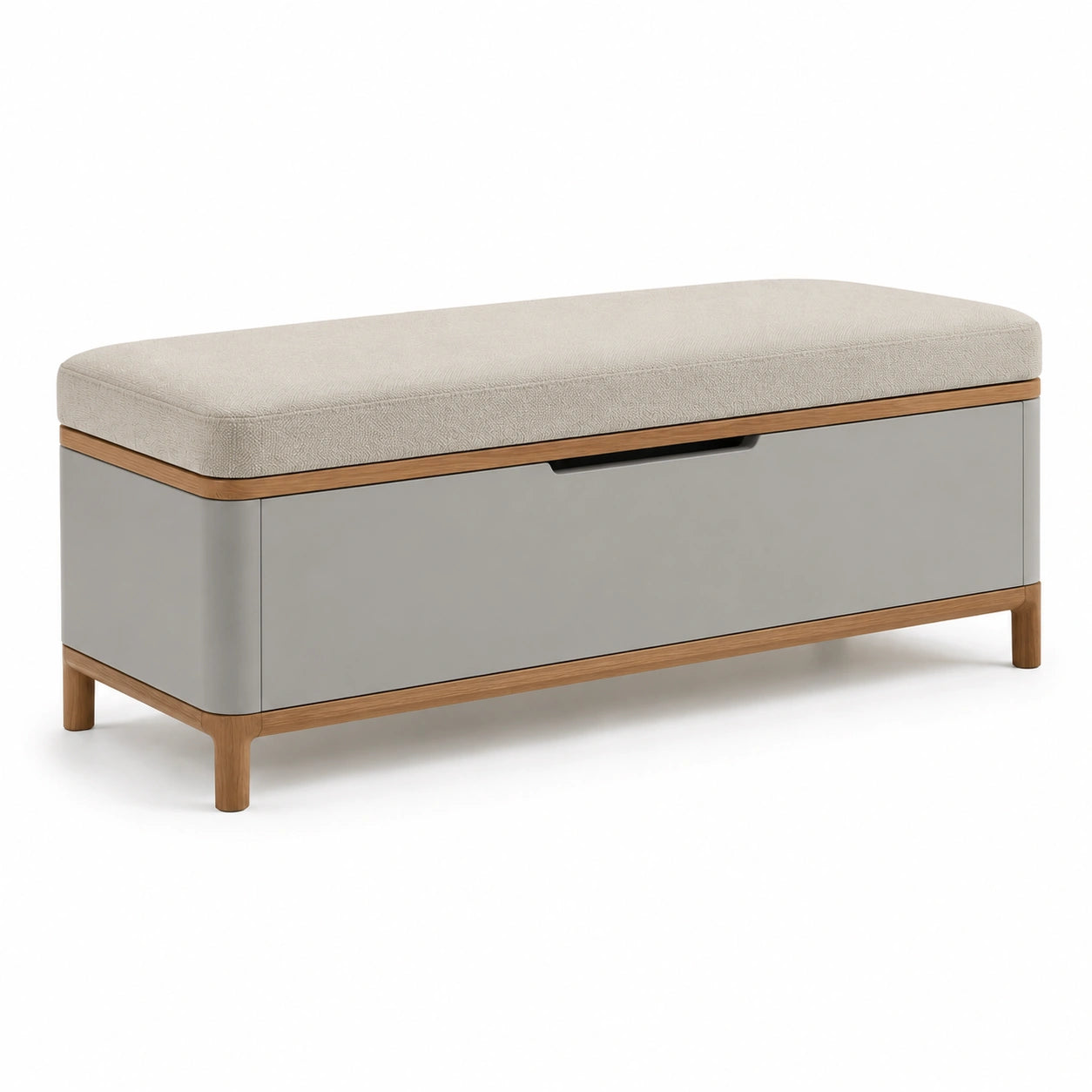 Banco de almacenamiento de madera y tela 100x40x45 cm Beige/Gris