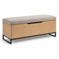 Banco de Almacenamiento de Madera y Metal con Asiento Beige